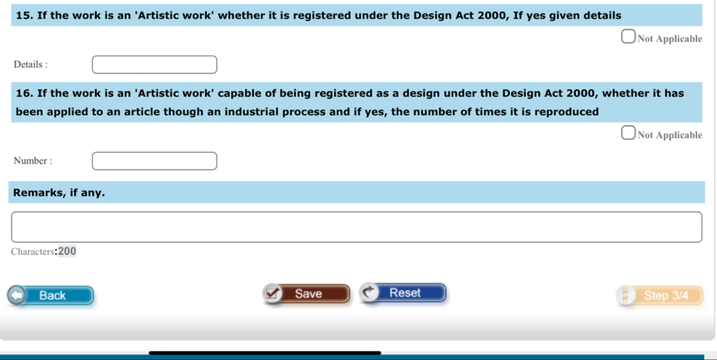 Industrial Reproduction (Artistic works only) 